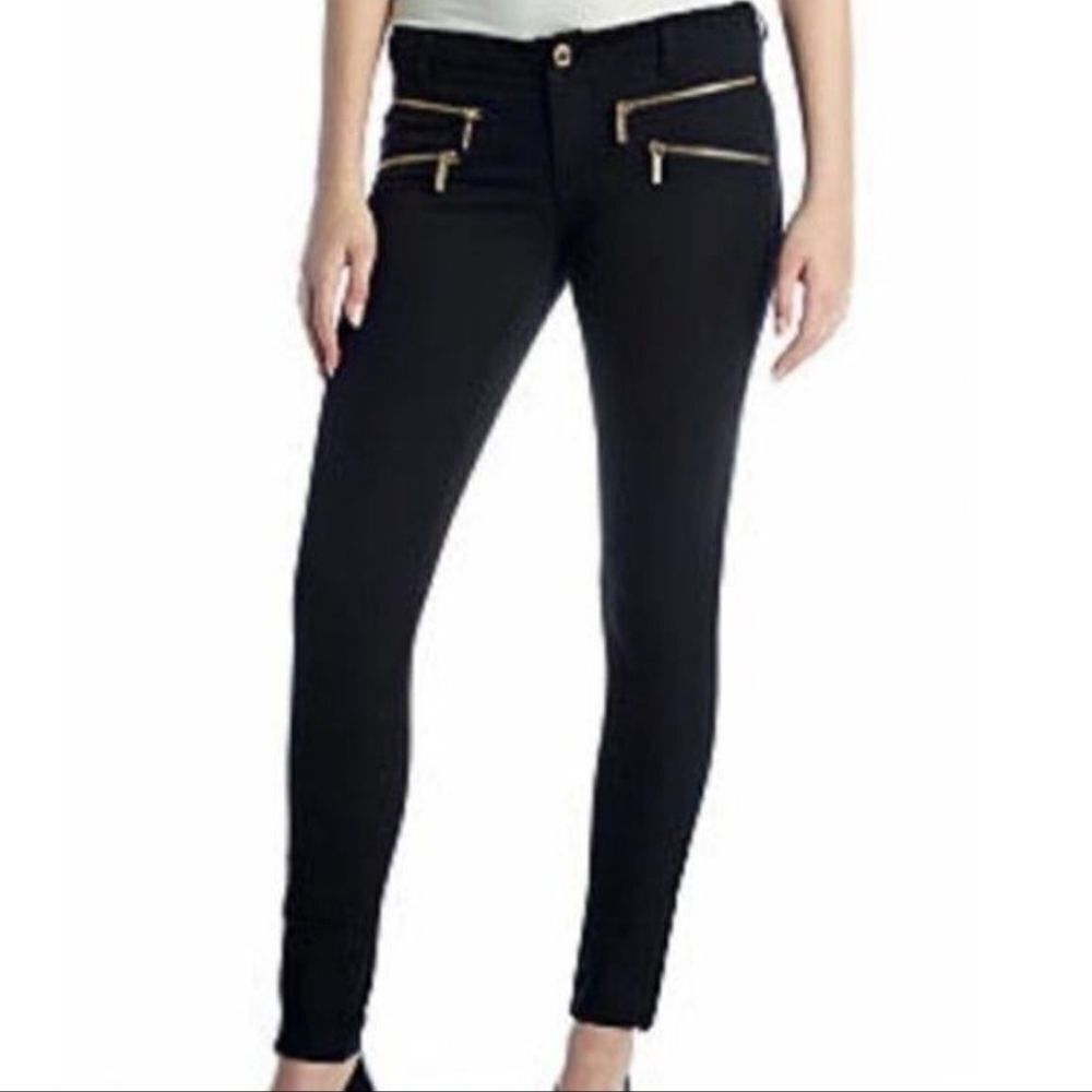 MICHAEL by Michael Kors Skinny Jeans Low Rise Black Zippers  6